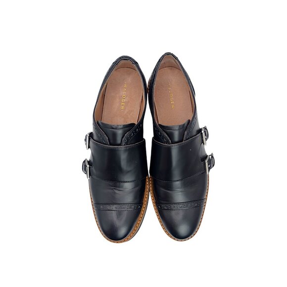 Halogen Mara Loafers Black Leather Monk Strap Platform Oxford Buckle Size 6 M - Picture 4 of 8